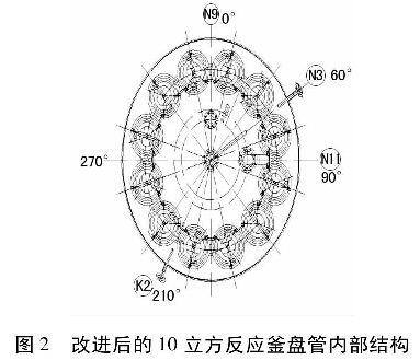 圖2  改進后的10立方反應釜盤管內部結構